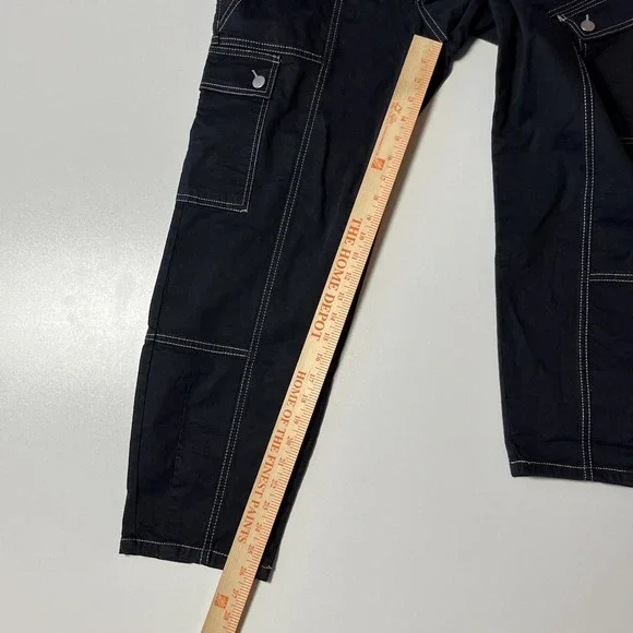 Anthropologie Utility Barrel Pants Size 2 Black Linen Blend Cargo Pocket Trouser - Picture 5 of 9